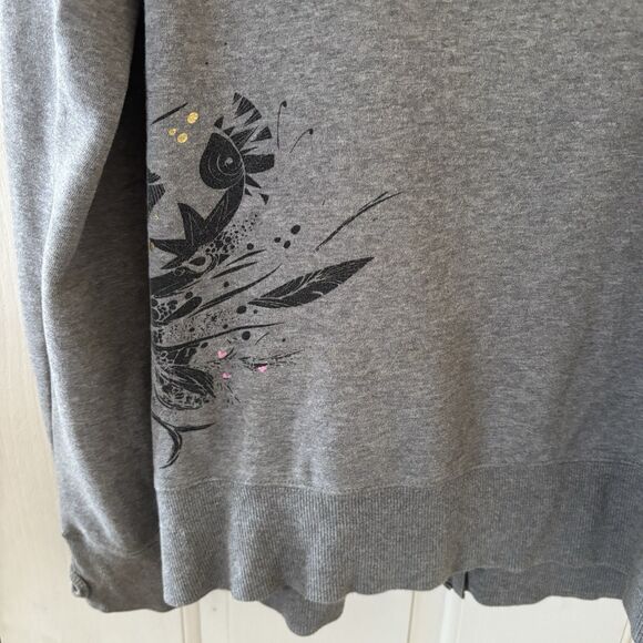 Y2K Roxy Womens Full Zip Hooded Sweatshirt Y2K Grey XL Embroidered Surf Skate - Picture 10 of 14